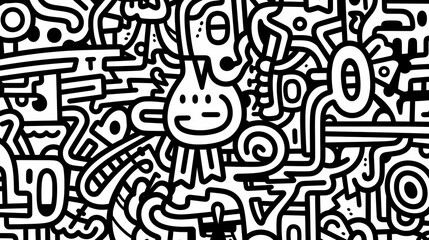 Funny doodle seamless pattern, artistic background