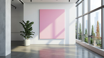 Canvas mockup in modern art studio. Generative Ai