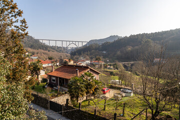 A Ponte Ulla, Spain. The two viaducts of Gundian over the river Ulla