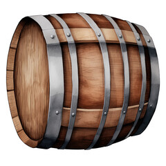 AI-generated watercolor Wooden Barrel clip art illustration. Isolated elements on a white background.