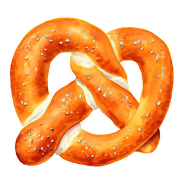 recommend clip art: AI-generated watercolor Pretzel clip art illustration. Isolated elements on a white background.