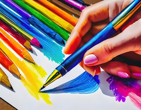 hand with crayons