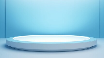 A sophisticated light blue background with the soft interplay of light and shadow from an oval window, enhancing product presentations.