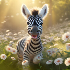Fototapeta na wymiar Striped Sweetness: The Adorable World of Baby Zebras