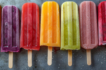 Row of frozen popsicles