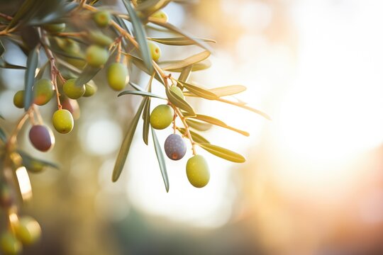 sunlight on ripe olives before picking