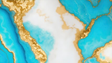 Cyan and Golden marble geode background, Marble Texture Background