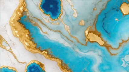 Cyan and Golden marble geode background, Marble Texture Background