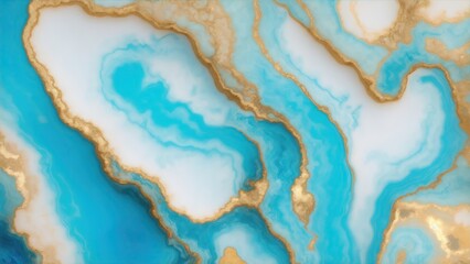 Cyan and Golden marble geode background, Marble Texture Background