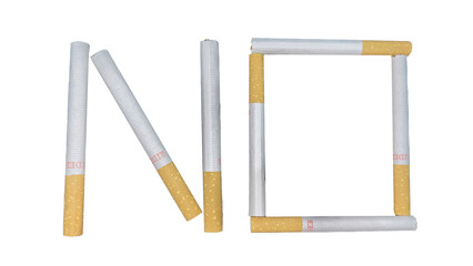 No cigarette or stop Cigarette message with realistic Cigarettes