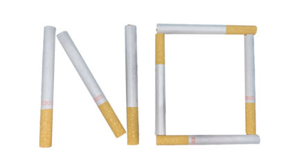 No cigarette or stop Cigarette message with realistic Cigarettes
