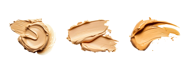 Set of beige cream or cream streak isolated on white background