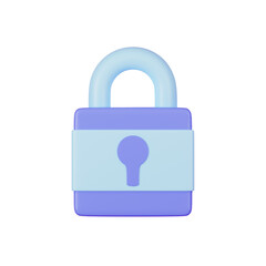 Lock UI 3d icon render high quality and transparent background