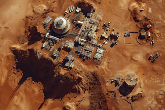 A human Colony on Mars. Created with Generative AI technology