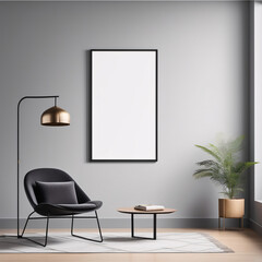 Interior design of living room with black poster mock up frame, Stylish home decor, 
