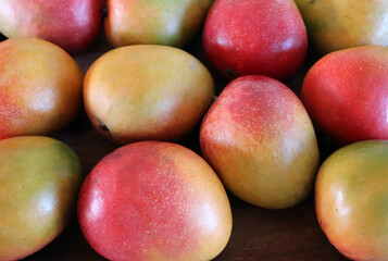 Closeup of mangoes, mango fruit, tropical fruit .
