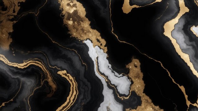 Black and Golden marble geode background, Marble Texture Background © Reazy Studio