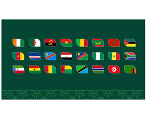 African Nations 2023 Emblems Flags Teams Countries African Football Symbol Logo Design Vector Illustration