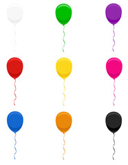 celebratory balloons pumped helium with ribbon stock vector illustration