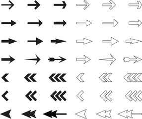 Arrow set, arrow big black icon set. Arrow vector collection. Modern simple arrows for web design. Vector illustration