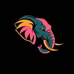 Fototapeta premium Elephant Animal Colorful Design Flat Figure Generative AI