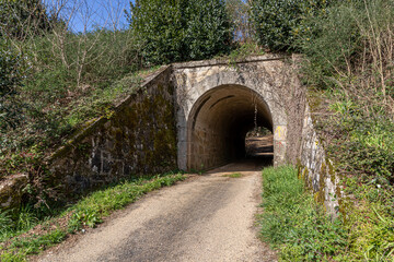 Fototapeta na wymiar A Ponte Ulla, Spain. Tunnel entrance in the Way of Saint James