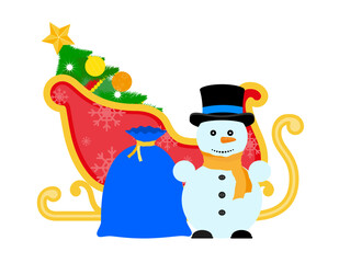 christmas santa claus sleigh stock vector illustration