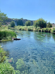 Clear River and Waterfall at Thousand Springs