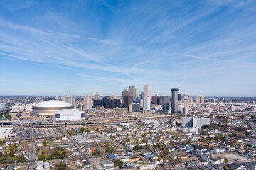 Fototapeta na wymiar The Downtown New Orleans skyline in January