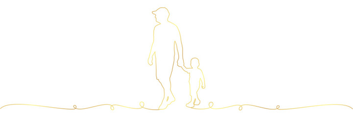 illustration of father and son lineart style of vector