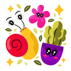 Red Snail Character Vector