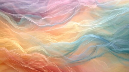 Silk waves in the style of an impressionist painting, with soft, blurred lines in a palette of calming pastel colors. - obrazy, fototapety, plakaty