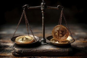 Balancing Act: The Weight of Bitcoin in Modern Finance - obrazy, fototapety, plakaty