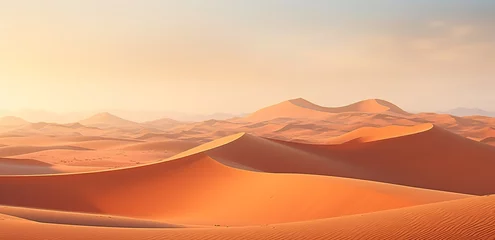 Zelfklevend Fotobehang The barren desert landscape is light brown in color. generative AI © original logo