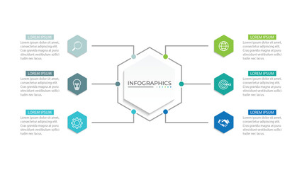 Obraz premium Vector infographic design template with 6 options or steps
