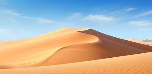 Fototapeta na wymiar Beautiful expanse of light brown desert with views of the blue sky. generative AI