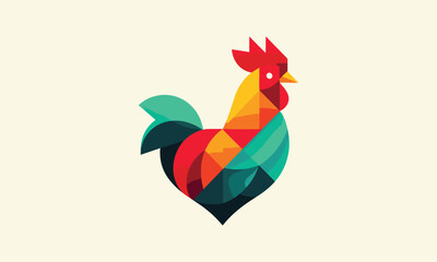 minimalistic geometric rooster vector logo 