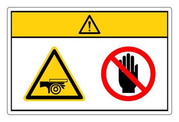 Caution Hand Crush Roller Pinch Point Do Not Touch Symbol Sign, Vector Illustration, Isolate On White Background Label. EPS10