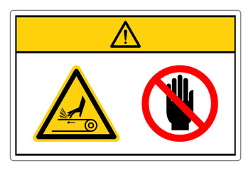 Caution Hand Abrasion Belt Drive Do Not Touch Symbol Sign, Vector Illustration, Isolate On White Background Label. EPS10