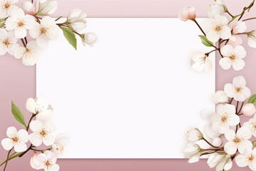 Kreatives flaches Ostergelege/Frühlingsgelege mit Blumen und einem weißem, leern Blatt Papier