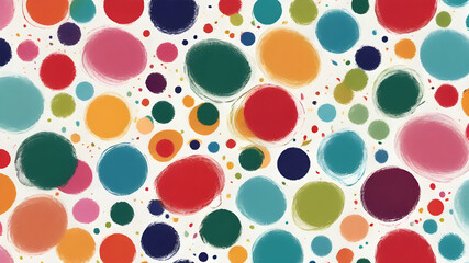 Fototapeta premium Hand drawn geometric seamless Round circular dot polka dot pattern. doodle. AI generated image, ai
