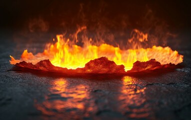 Burning paper, glowing edge of paper on a black background.