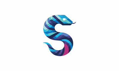 minimalistic geometric snake vector logo 