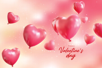 Valentine's Day 3D vector shape, realistic heart vector, captivating pink background, creative poster design