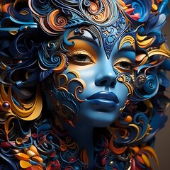 Electrically charged hues blending seamlessly on an AI-created canvas of intricate facial details