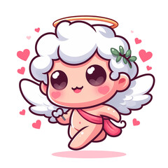 Cute baby Cupid love heart vector illustration