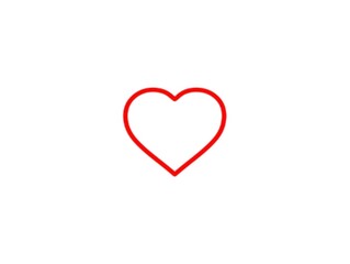 Red heart on white background.