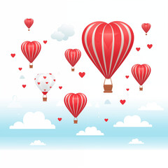 Valentine's Day Hot Air Balloons No background Heart Shaped Balloon Red 