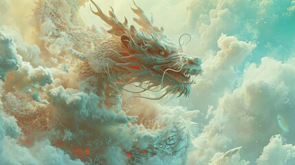 Traditional Korea and Asia god like dragon. Fury of nature. power concept.