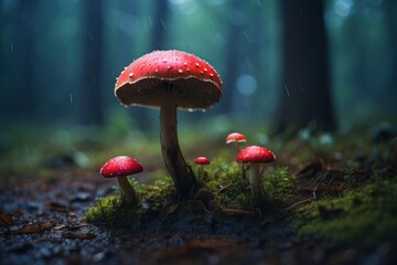 Fototapeta premium red mushroom in the forest
